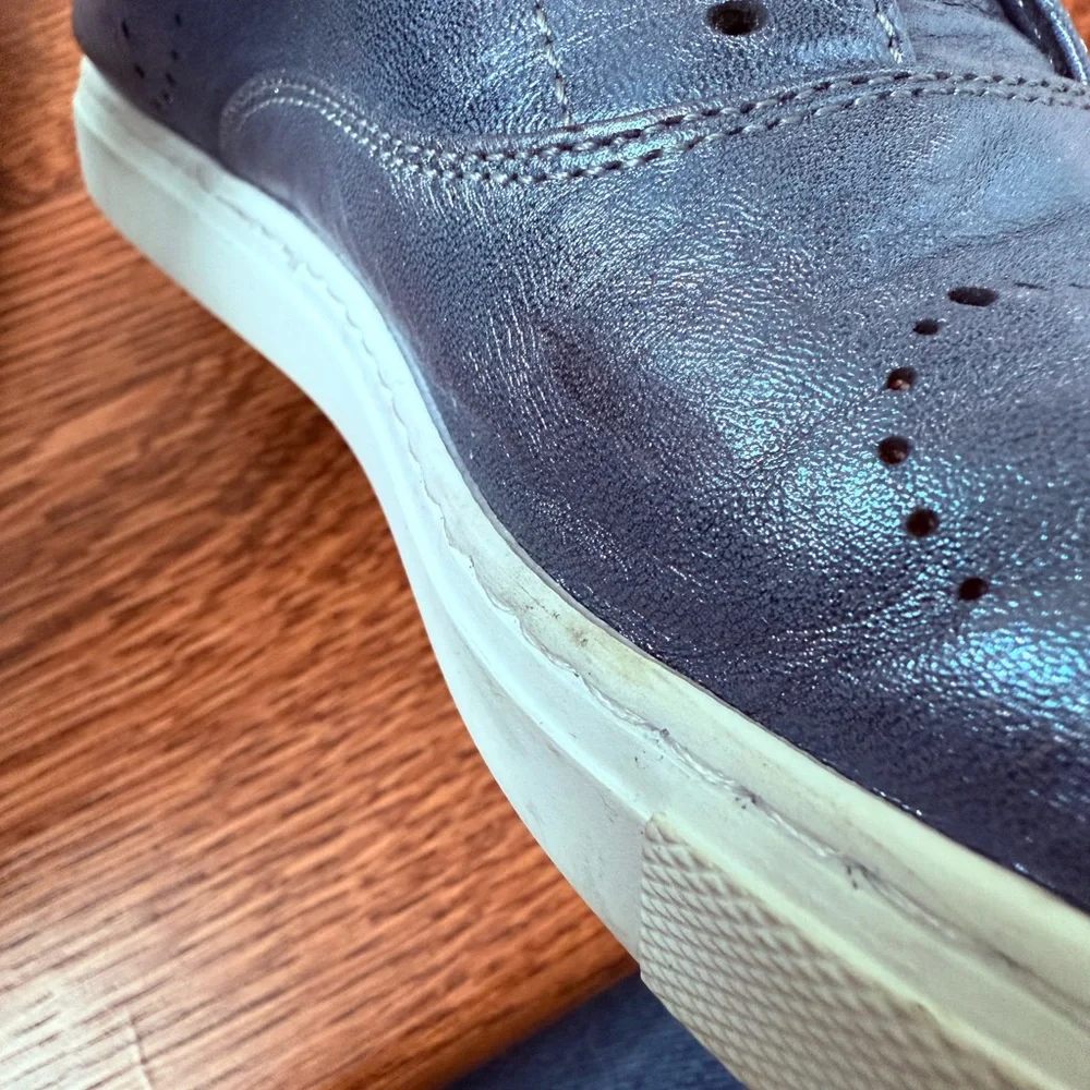FRATELLI ROSSETTI Leather Hobo Sport Sneakers Metallic Blue Italy Perforated‎ 38